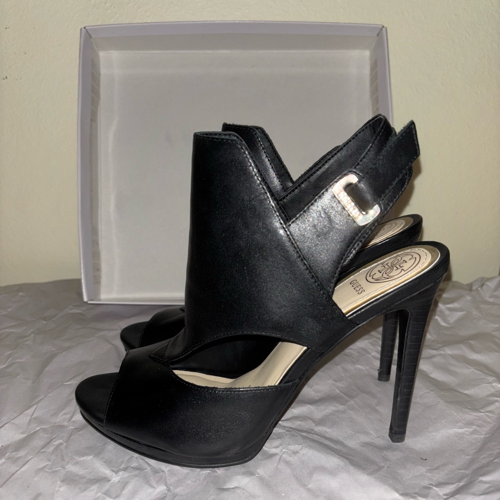 Guess Elegant Black Open-Toe Heels - Picture 4 of 9